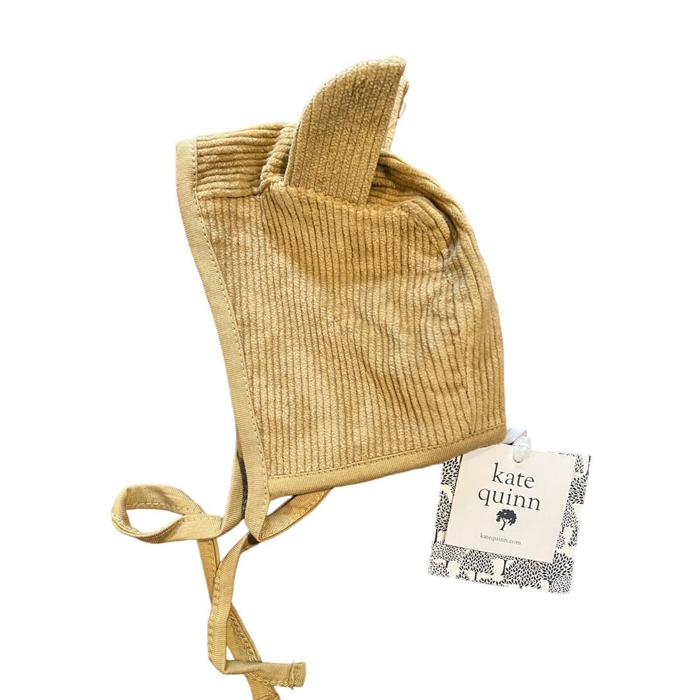 NWT Kate Quinn Prairie Tan Bear Ear Corduroy Organic Cotton Hat 3-6m